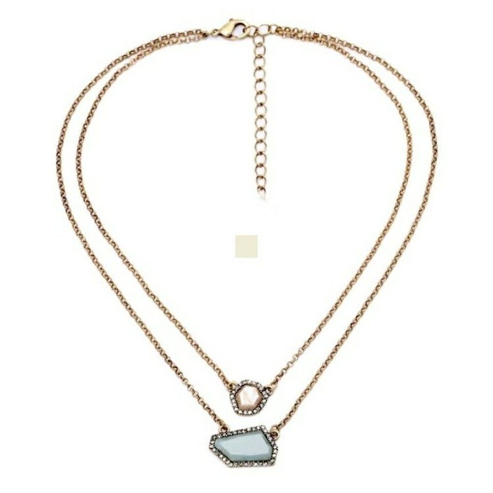Mint Rhinestone Crystal Versatile Vintage Gold Statement Pendant Necklace